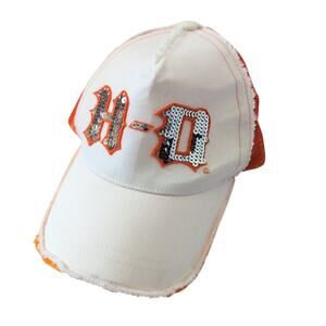 Y2K Harley-Davidson Trucker Hat Snapback Mesh - Rhinestone Sequin Edgy 2000s